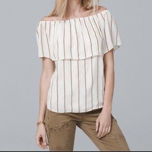 White House Black Market Off the Shoulder Stripe Blouse, Size XS